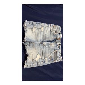 High Wasted White Wash Jean Shorts